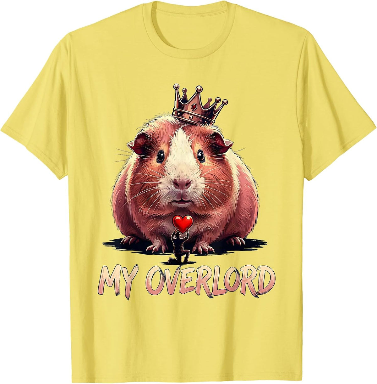 Men's Guinea Pig Crowned Farm Animal Humor Gift T-Shirt - Lemon Yellow
