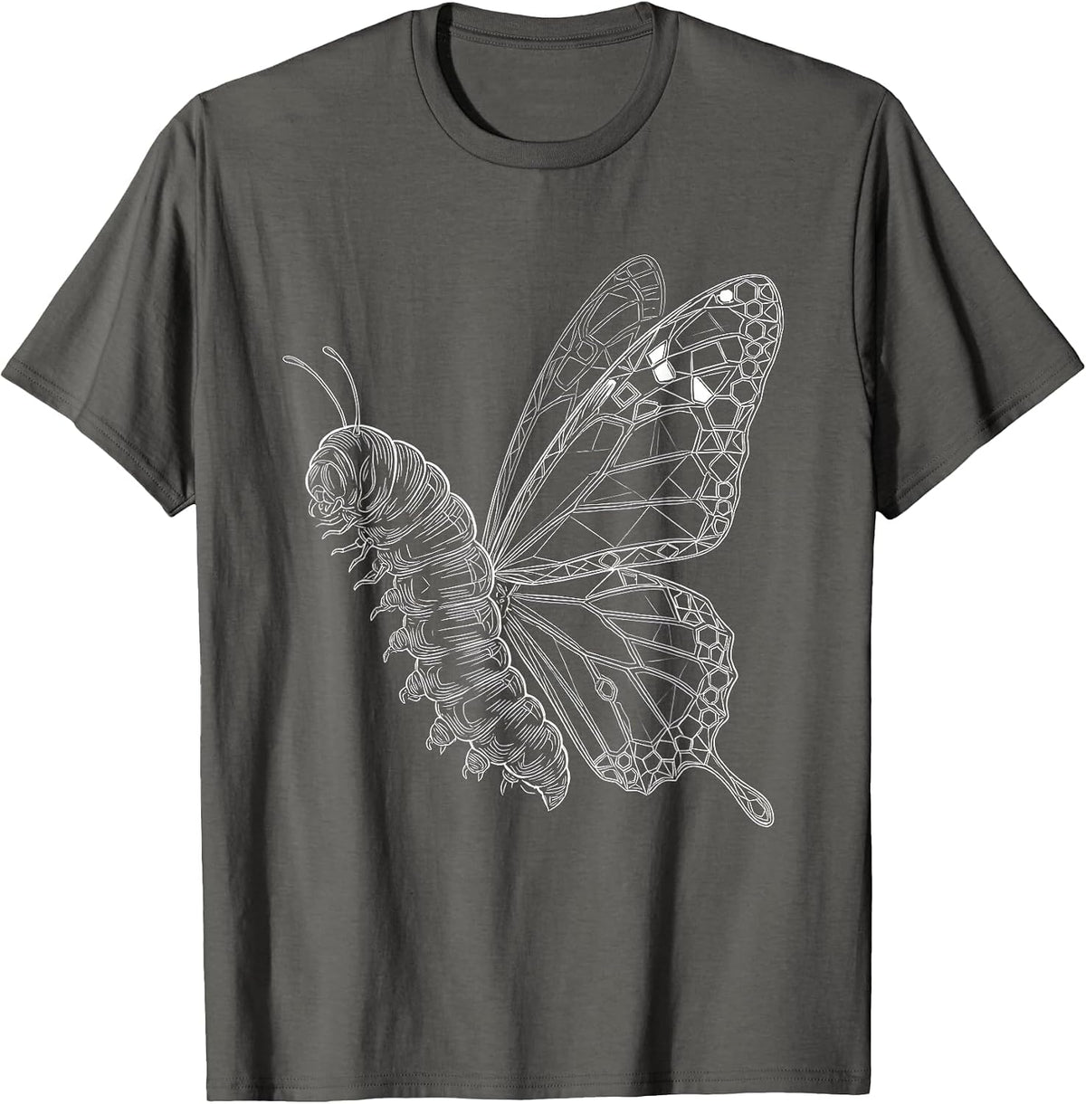 Men's Autism Caterpillar Geometric Mosaic Butterfly T-Shirt - Asphalt Grey
