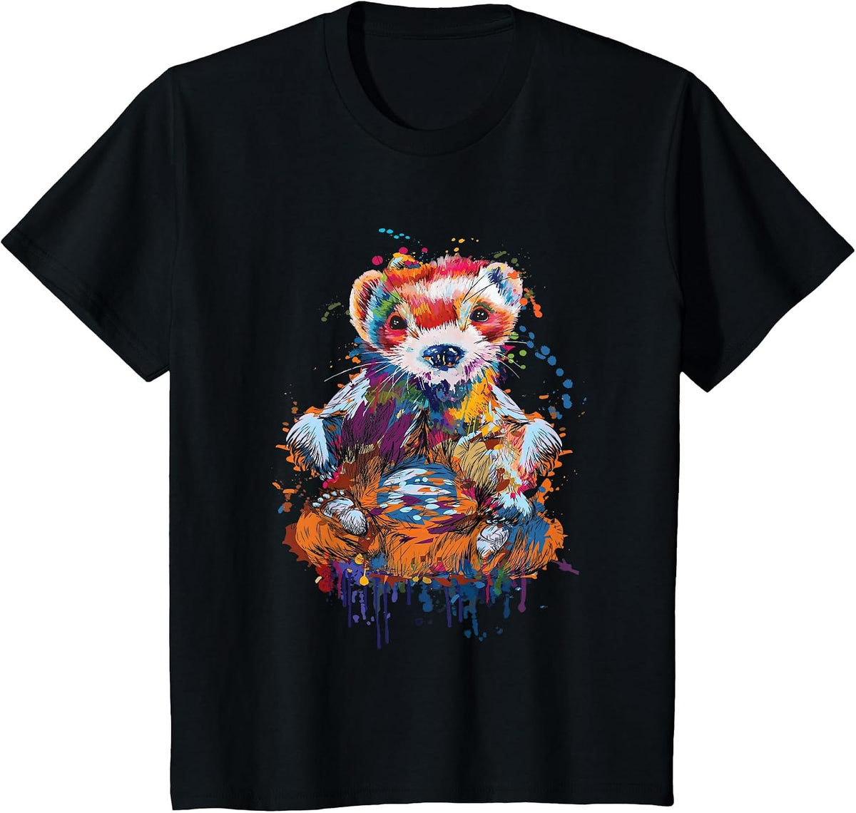 Colourful Ferret - Zoo Animal Ferret Lover T-Shirt - Black