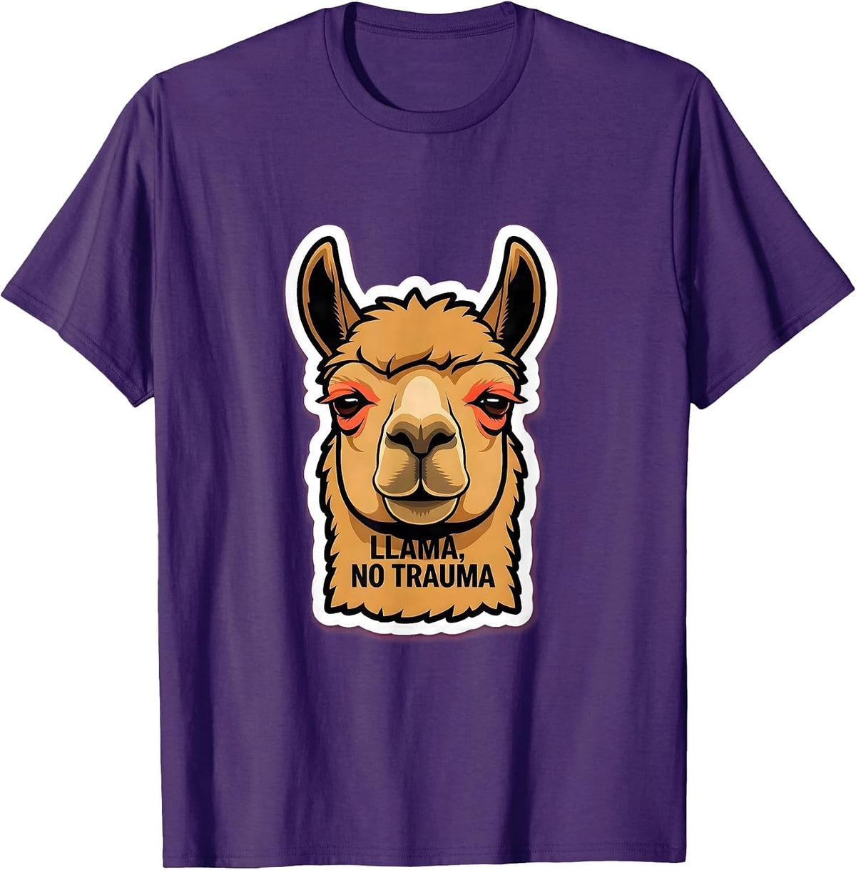 Men's Llama No Trauma Funny Llama Lover Animal Humor T-Shirt - Purple