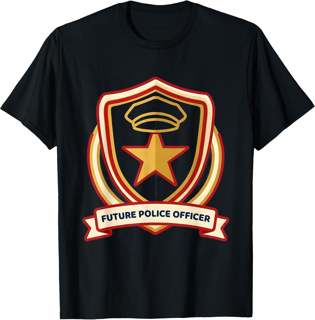 Men's Future Police Officer Kids Police Costume Play Toddler T-Shirt - Black