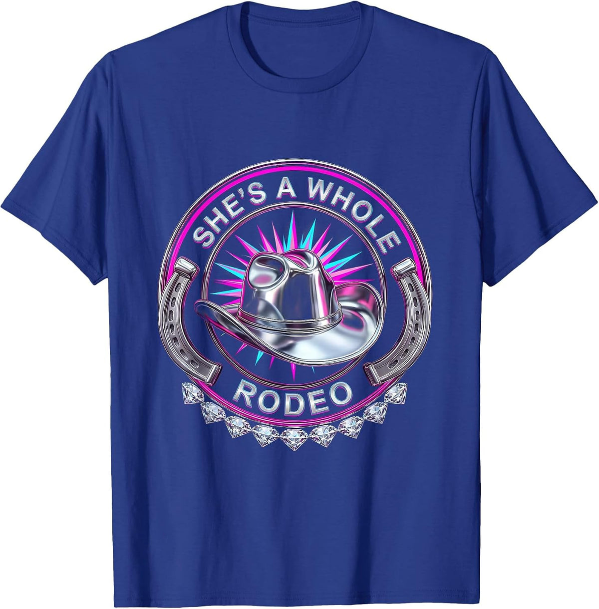 She's a Whole Rodeo Cowgirl Design T-Shirt - Royal Blue