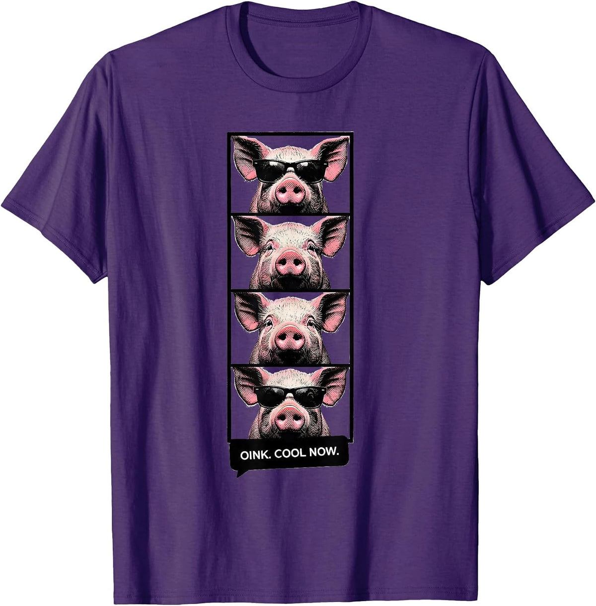 Oink Cool Now Funny Pig Farm Animal Lover Vintage Photo T-Shirt - Purple