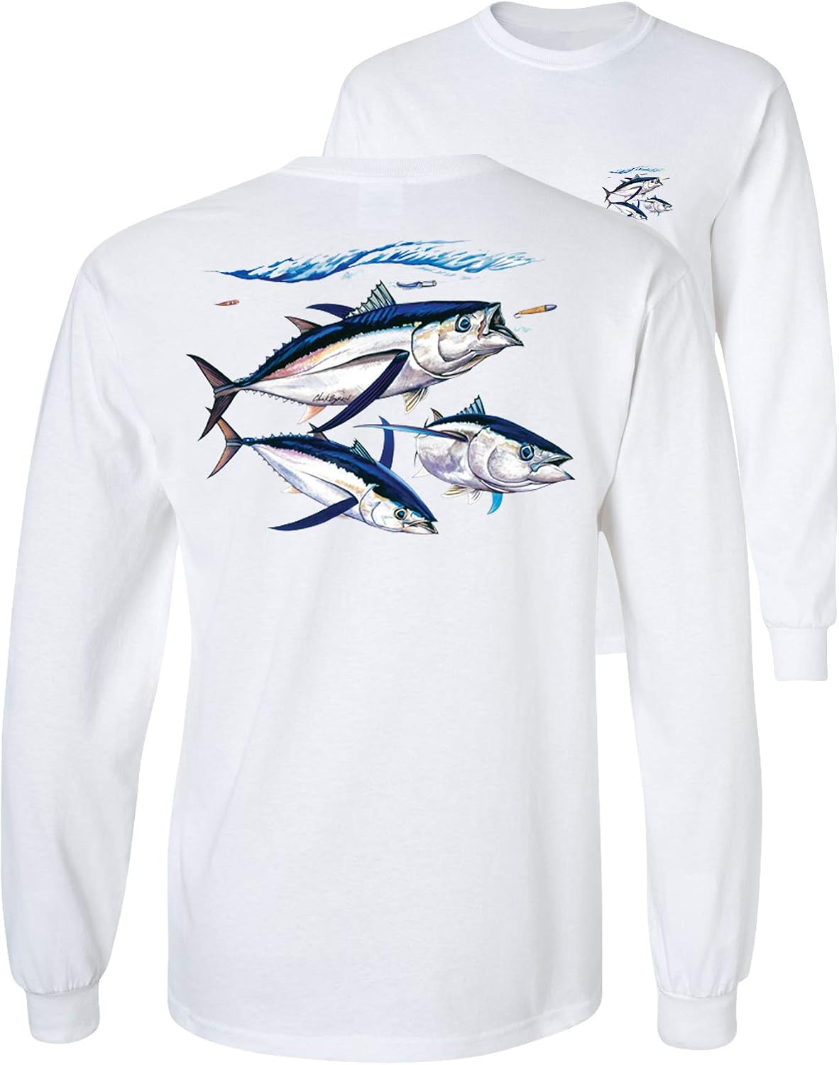 Albacore Tuna Fish Salt Water Fishing Long Sleeve T-Shirt - White