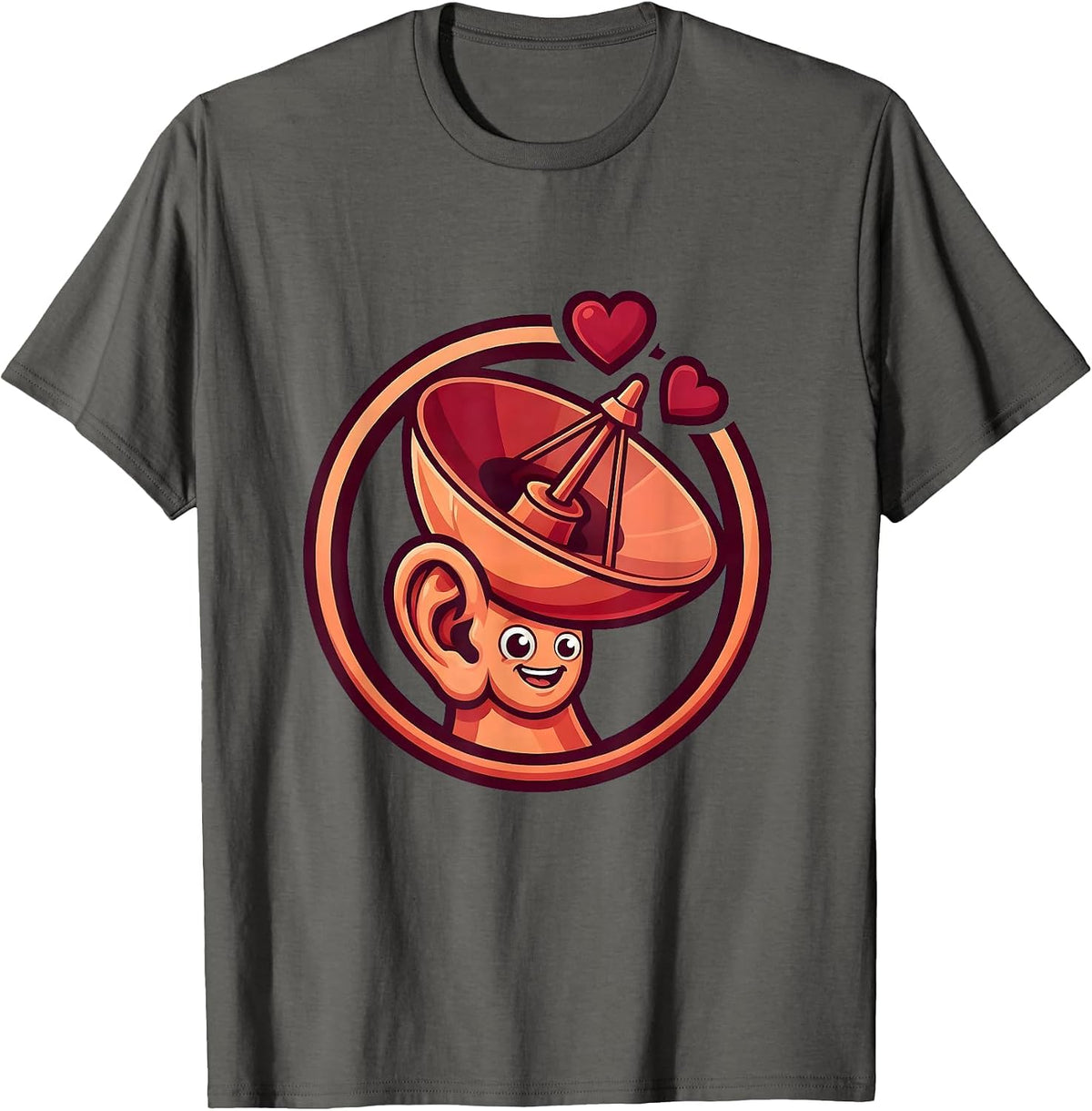 Men's Rizz Em With The Tism Ear Satellite Dish Hearts T-Shirt - Asphalt Grey