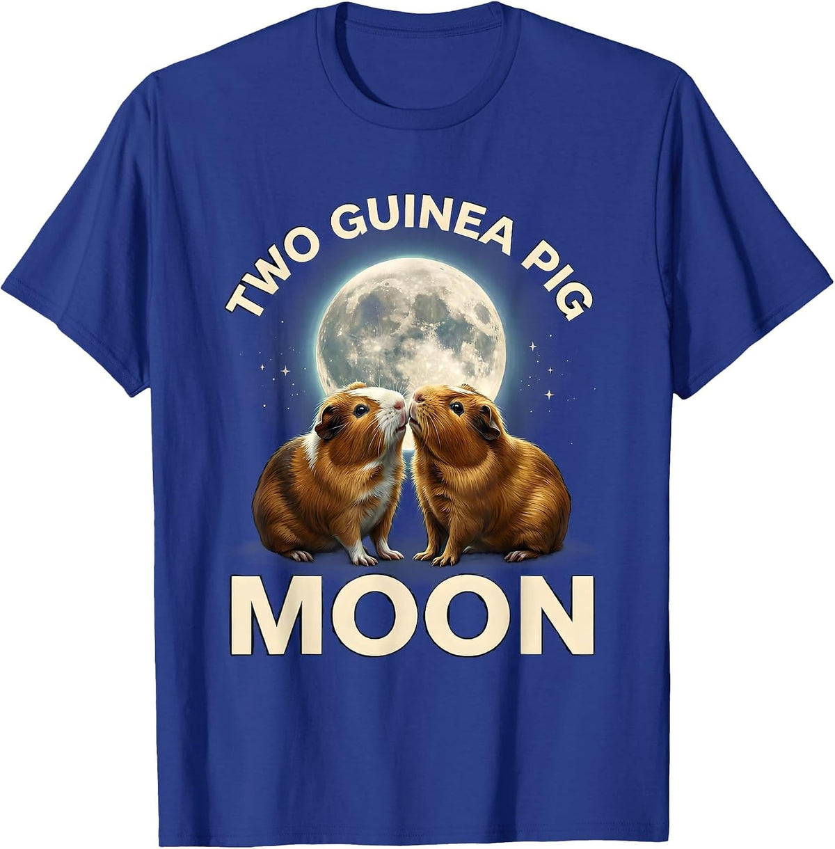 Two Guinea Pig Moon Funny Small Mammal Pet Lover Gift T-Shirt - Royal Blue