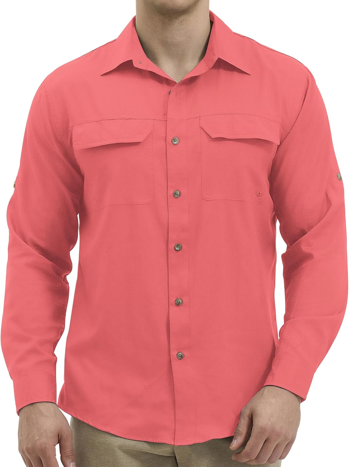 Men's UPF 50+ Sun Shirt Long Sleeve Quick-Dry for Fishing & Hiking - Coral Coast