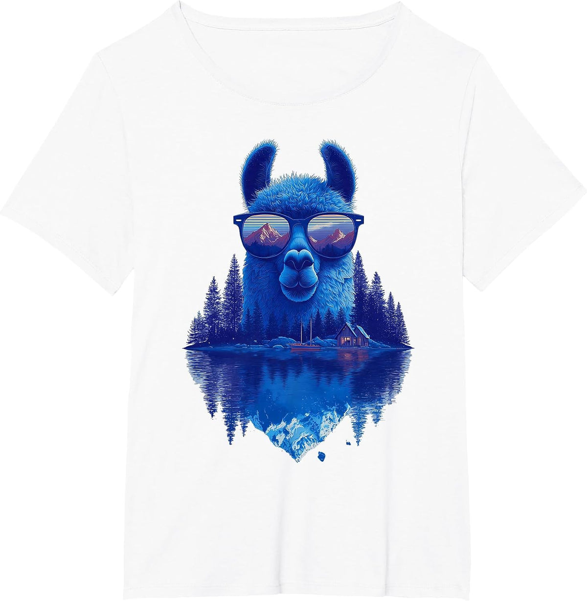 Funny Alpaca Llama with Sunglasses Animal Graphic T-Shirt - White