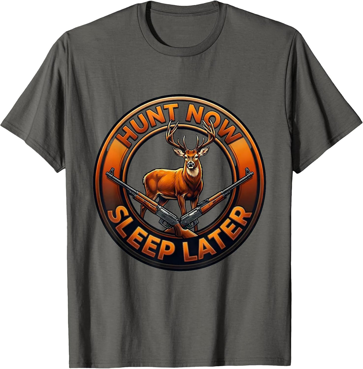 Men's Hunt Now Sleep Later Hunting Graphic Design T-Shirt - Asphalt Grey