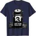Last Year, Sealed Shut Whimsical New Years Eve Countdown T-Shirt - Navy Blue