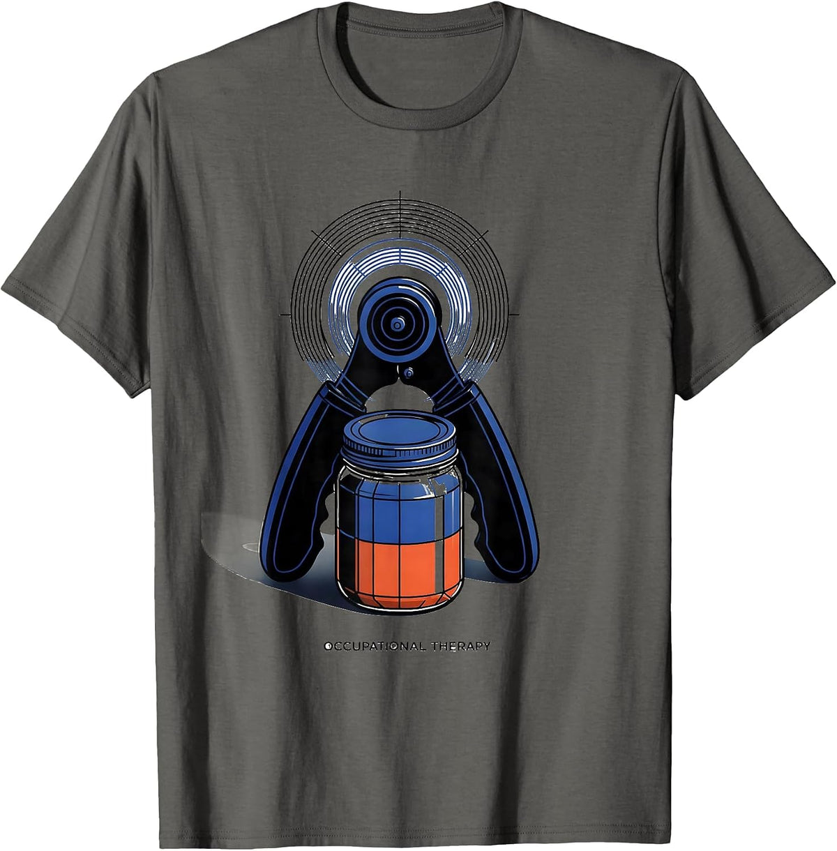 Occupational Therapy Retro Geometric Adaptive Jar Opener T-Shirt - Asphalt Grey