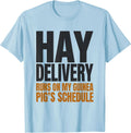 Men's Hay Delivery Runs On My Guinea Pig's Schedule Funny T-Shirt - Baby Blue