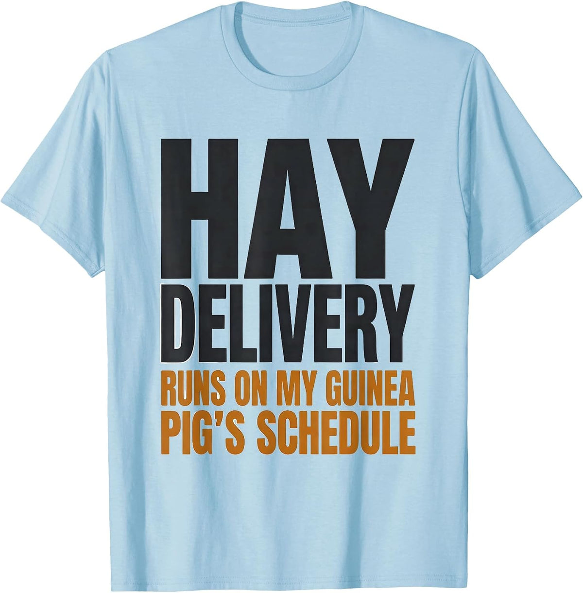 Men's Hay Delivery Runs On My Guinea Pig's Schedule Funny T-Shirt - Baby Blue