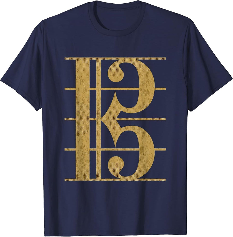 Musician Graphic Clothing Classical Music Altschlüssel T-Shirt - Navy Blue