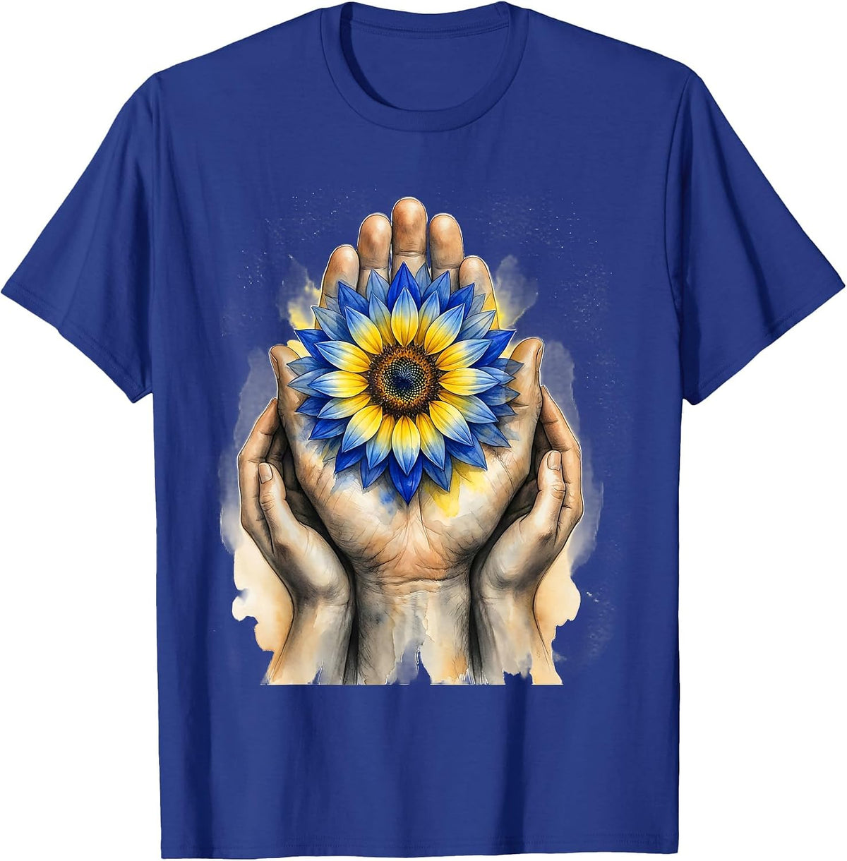Men's Supporting Hands Down Syndrome Awareness Family Pride T-Shirt - Royal Blue