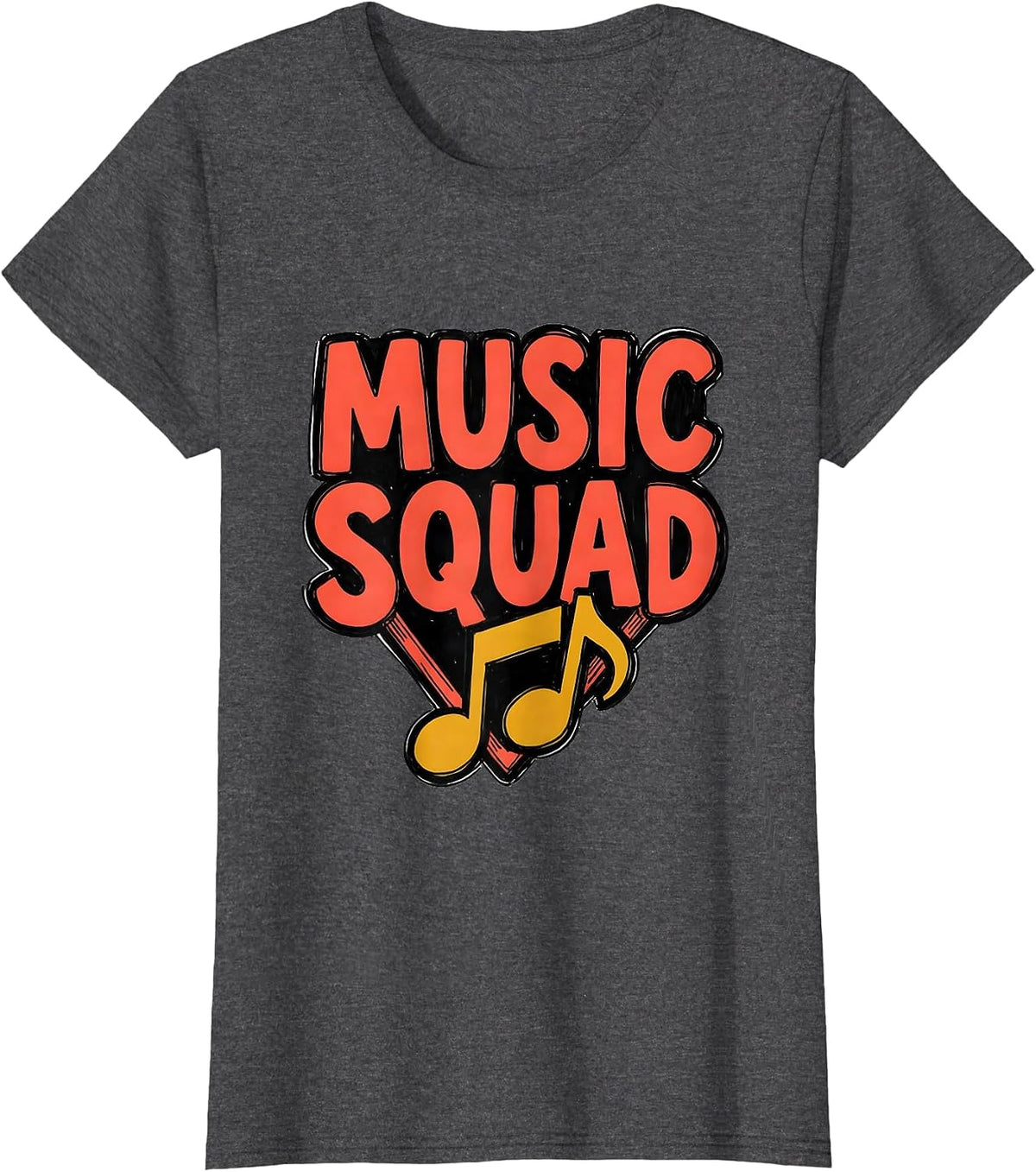 Women's Music Squad Cheerful Teacher Team Back To School T-Shirt - Dark Heather Grey