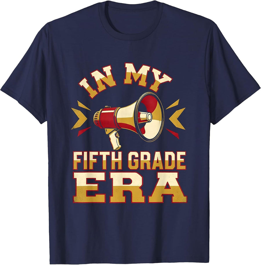 In My Fifth Grade Era Girl Tie Dye 5th Grade Back to School T-Shirt - Navy Blue