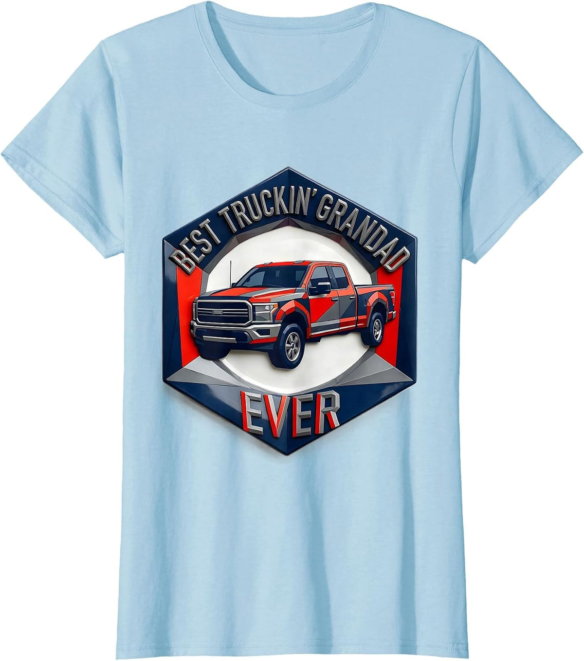 Women's Best Truckin' Grandad Ever Funny Trucker Gift Truck Driver T-Shirt - Baby Blue