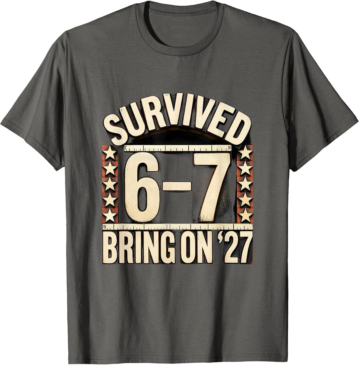 Survived 6-7 Bring On 27 Funny Teacher Reading Meme Humor T-Shirt - Asphalt Grey