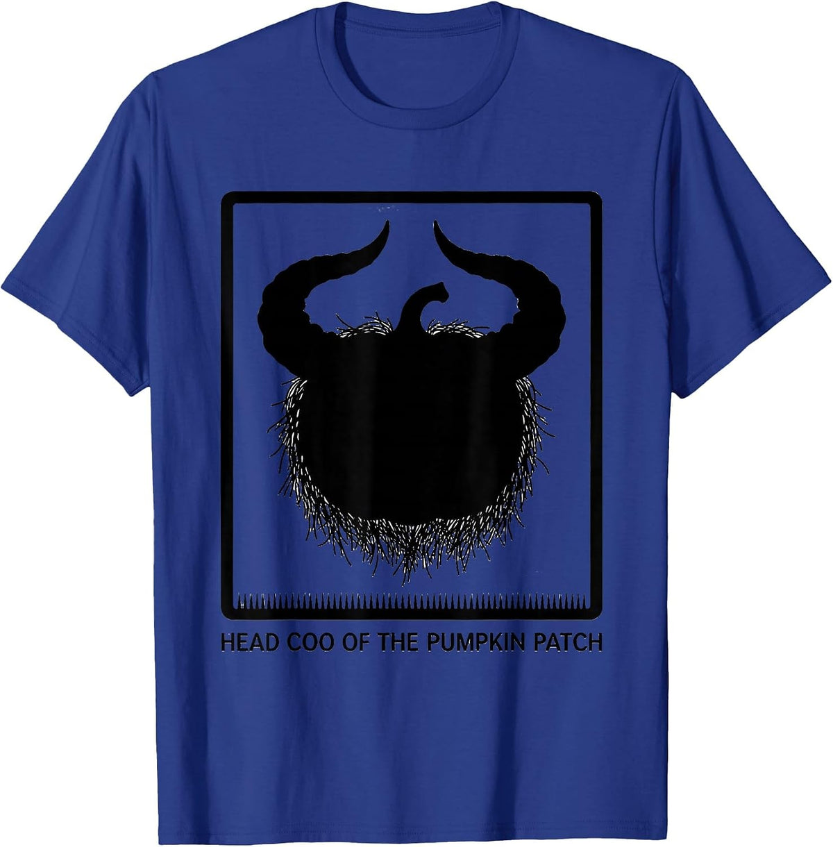 Head Coo Of The Pumpkin Patch Funny Highland Cow Fall T-Shirt - Royal Blue