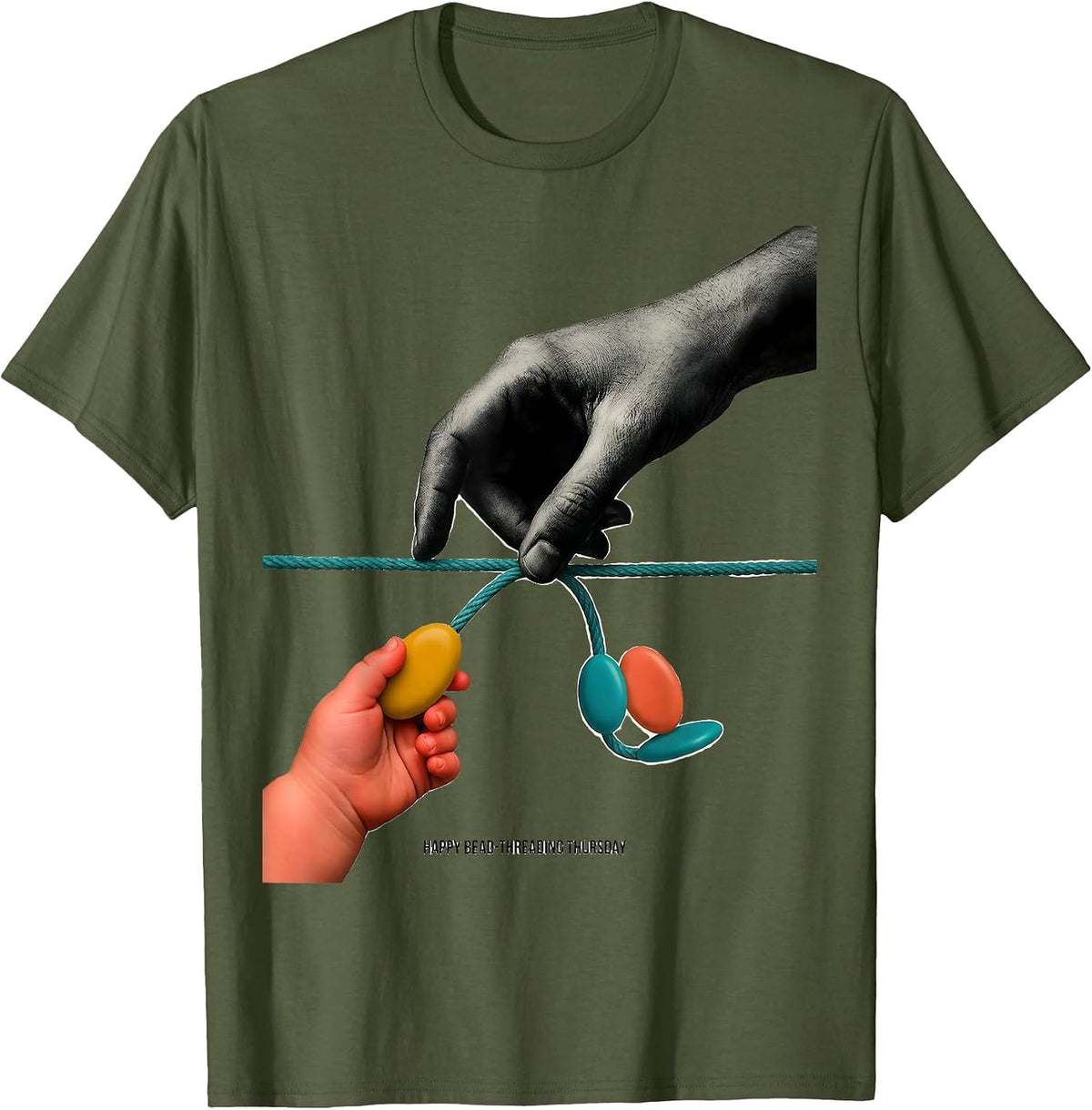 Happy Bead-Threading Thursday Occupational Therapy OT T-Shirt - Olive Green