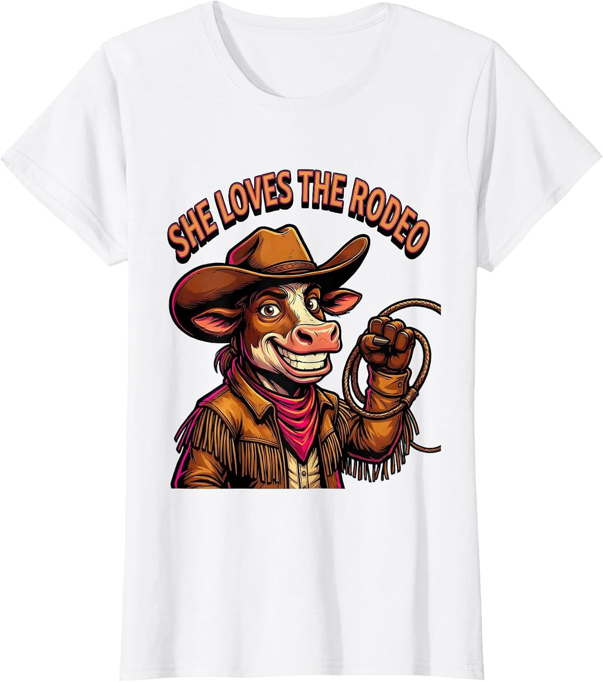 She Loves The Rodeo Cowgirl Graphic Design T-Shirt - White