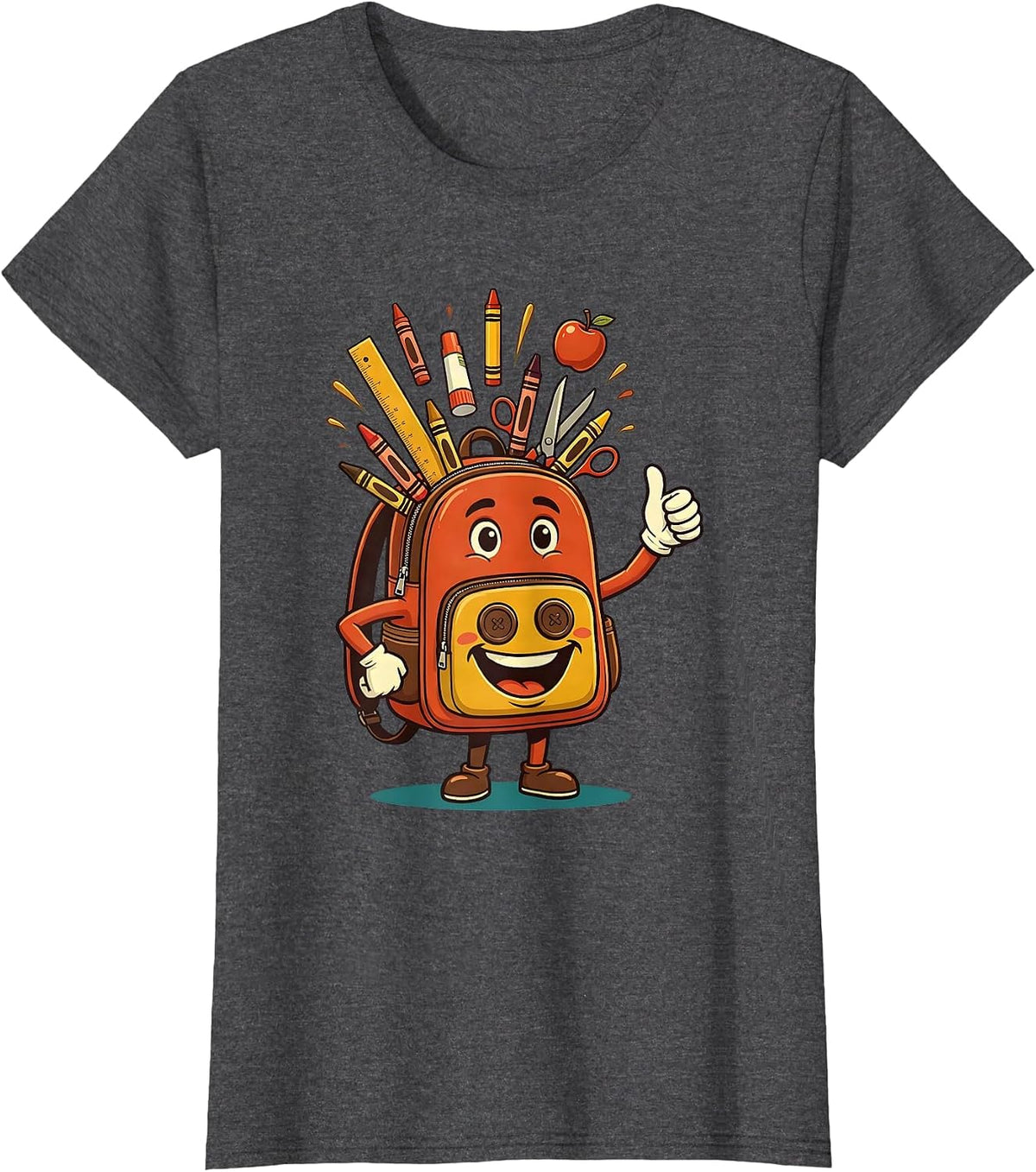 Women's Preschool Teacher Overflowing Backpack Graphic T-Shirt - Dark Heather Grey
