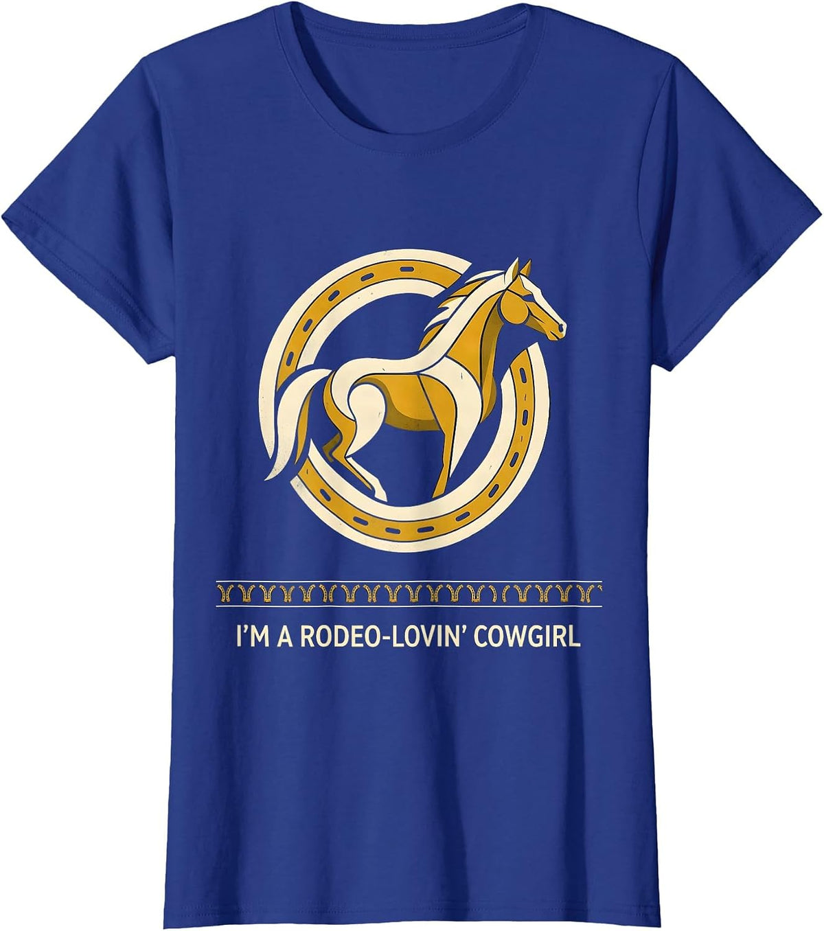 Women's I'm A Rodeo-Lovin' Cowgirl Midcentury Modern Western Pride T-Shirt - Royal Blue