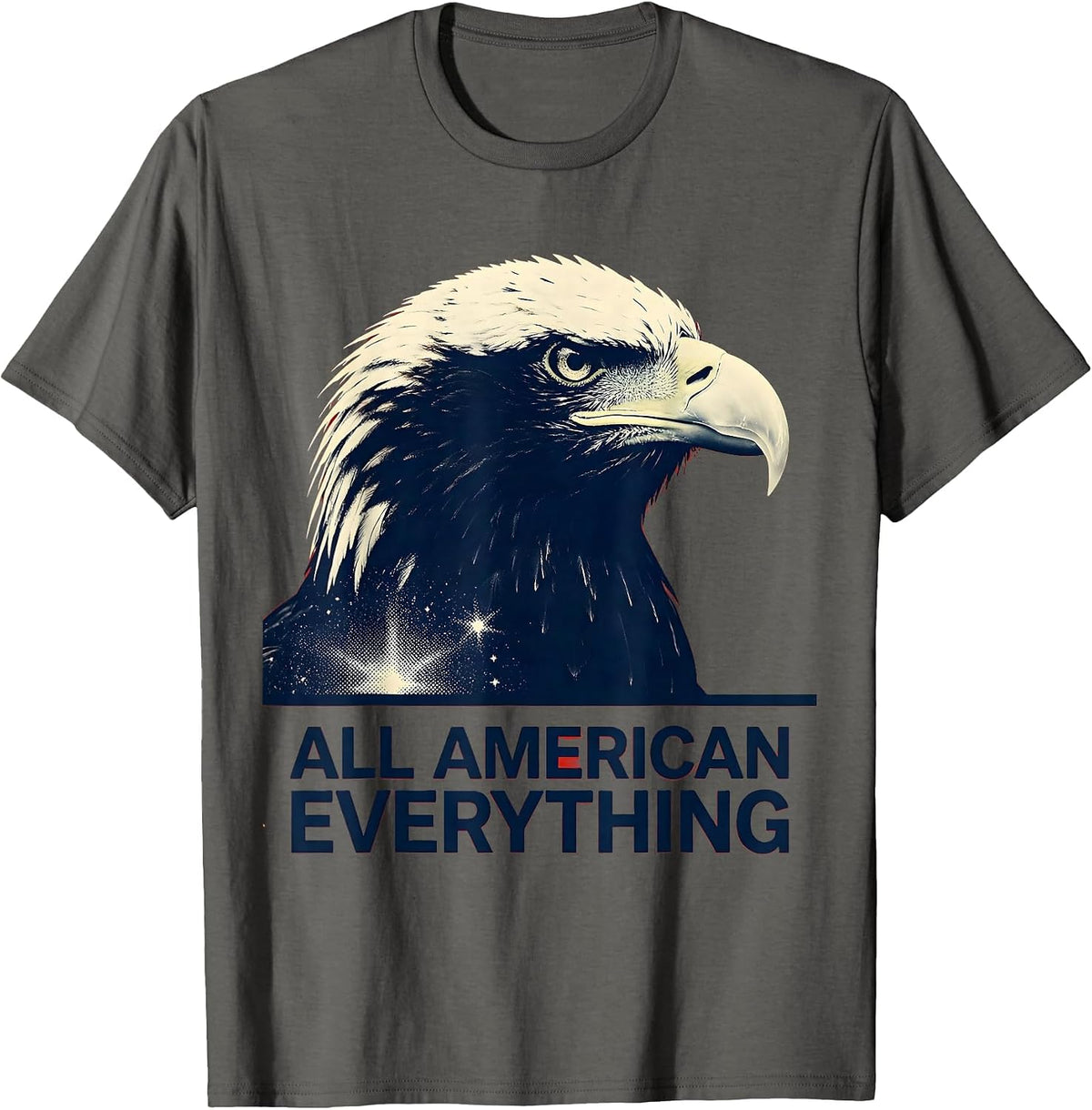 All American Everything Patriotic USA Design T-Shirt - Asphalt Grey