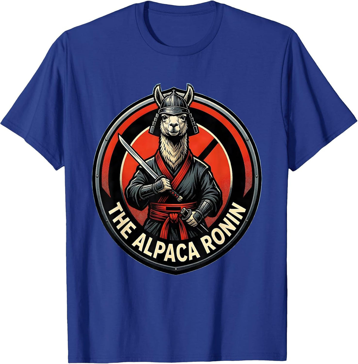 Men's The Alpaca Ronin Comic Book Anime Animal Humor T-Shirt - Royal Blue