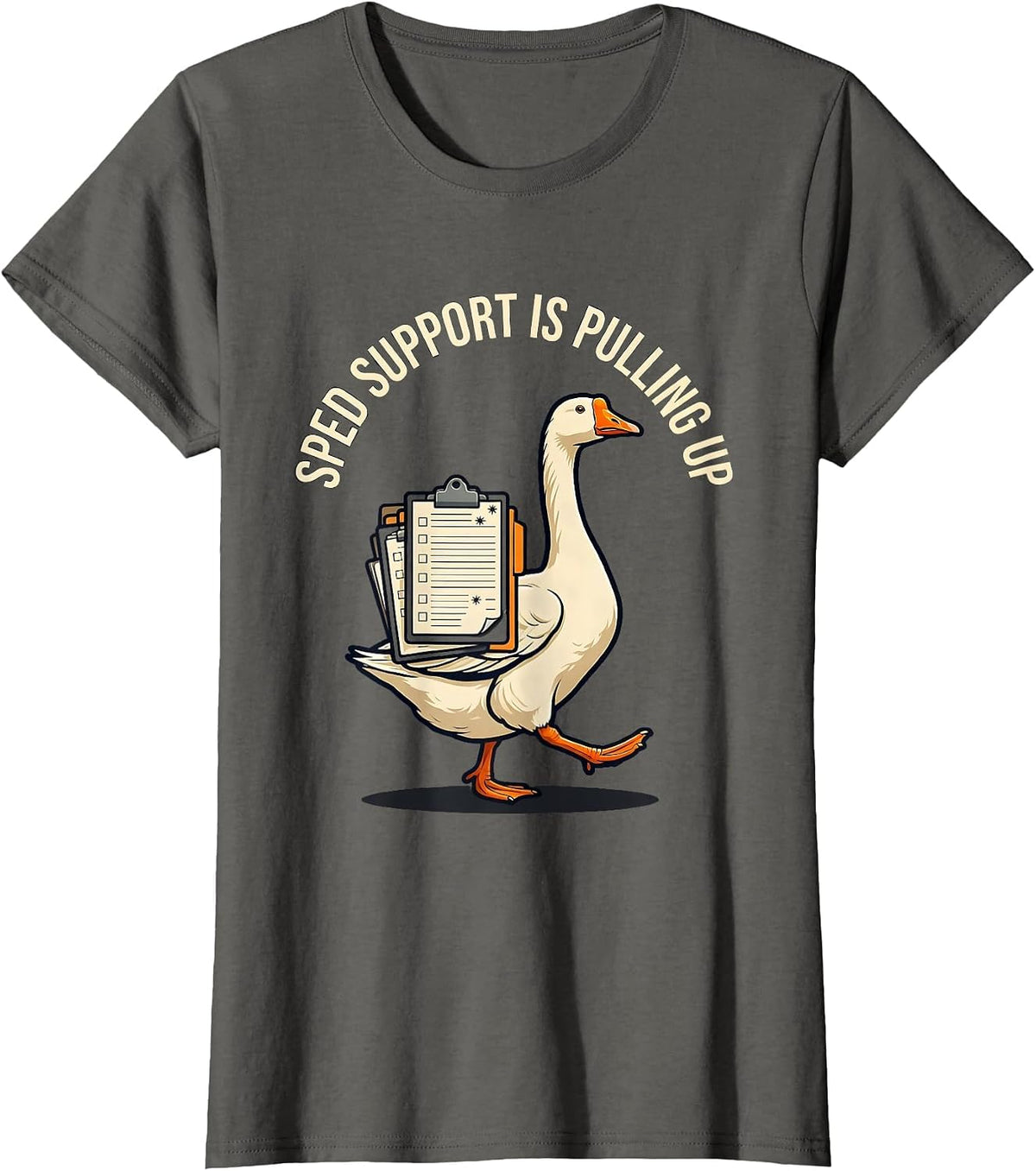 Women's SPED Support Is Pulling Up Funny Special Education Teacher T-Shirt - Asphalt Grey