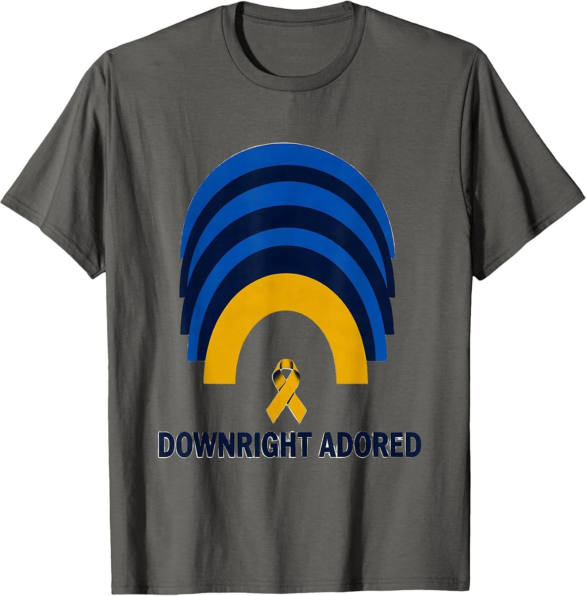 Downright Adored Sentimental Down Syndrome Awareness Support T-Shirt - Asphalt Grey