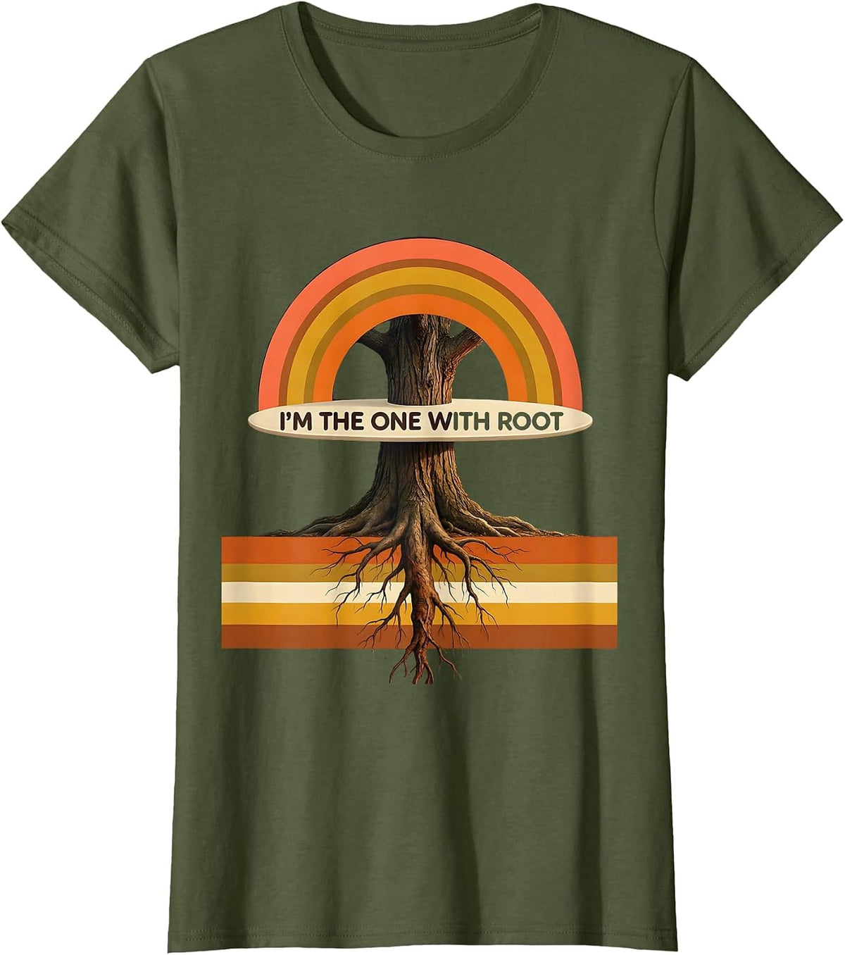 Women's I'm The One With Root Retro 70s Linux Sysadmin Humor T-Shirt - Olive Green