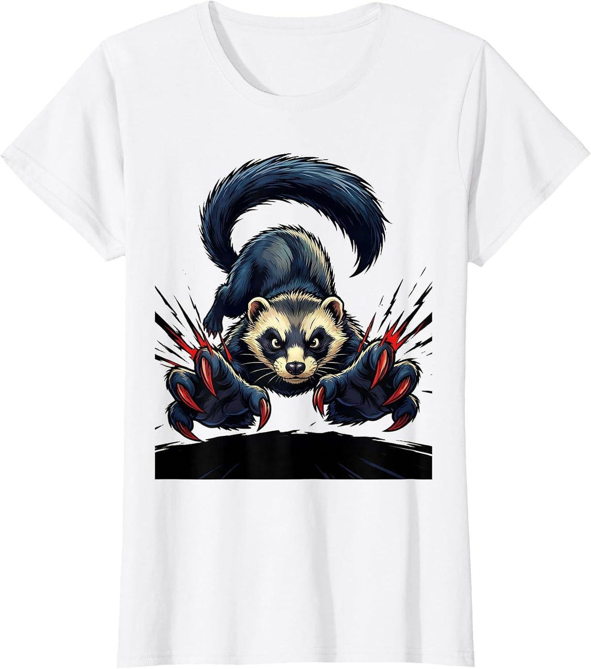 Ferret War Dance Cartoon Ferret Lover Humor T-Shirt - White