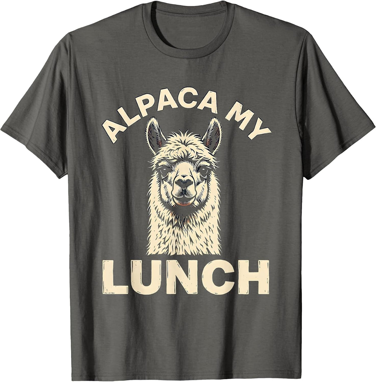 Alpaca My Lunch Funny Alpaca Lover Humor Casual T-Shirt - Asphalt Grey