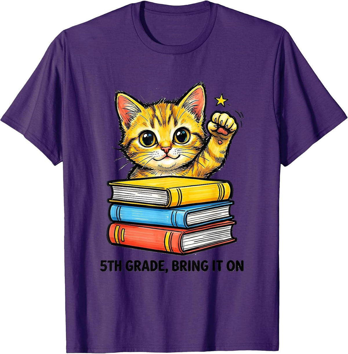Men's 5th Grade Bring It On Cute Kitten Back To School Girls T-Shirt - Purple