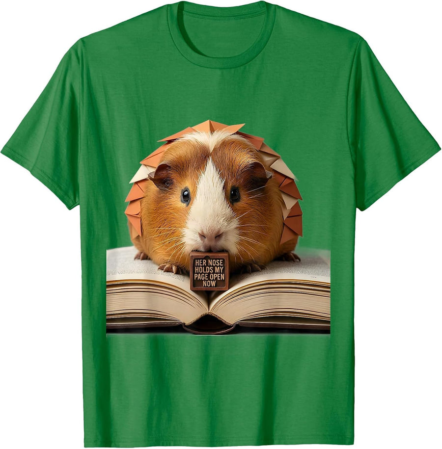 Men's Her Nose Holds My Page Open Now Funny Guinea Pig Book Lover T-Shirt - Kelly Green