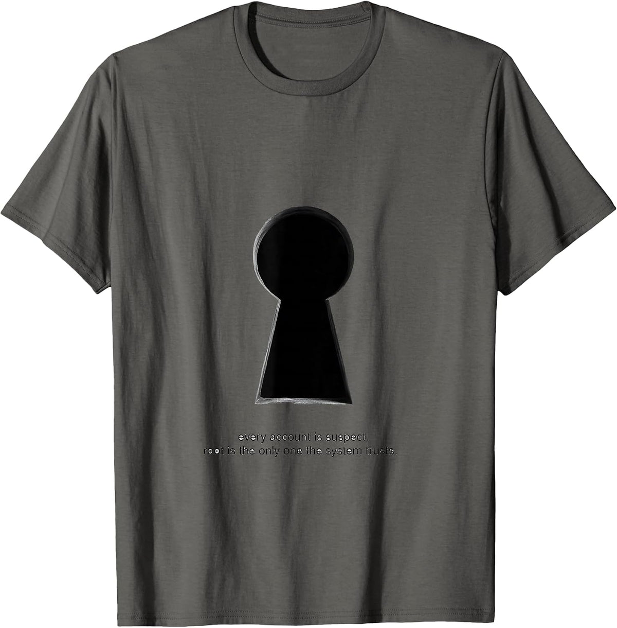 Men's every account is suspect root Linux Sysadmin Humor T-Shirt - Asphalt Grey