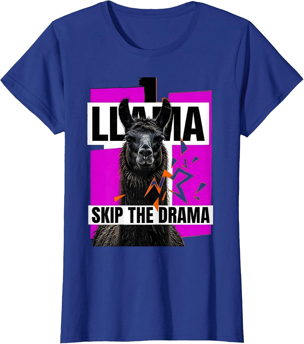 Women's Llama Skip The Drama Funny Llama Alpaca Lover Gift T-Shirt - Royal Blue