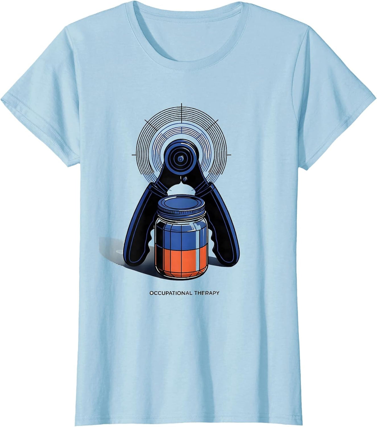 Occupational Therapy Retro Geometric Adaptive Jar Opener T-Shirt - Baby Blue