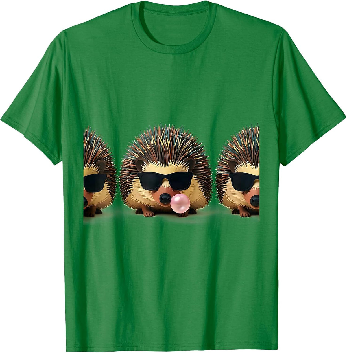 Men's Hedgehog Sunglasses Paper Cutout Funny Animal Lover T-Shirt - Kelly Green
