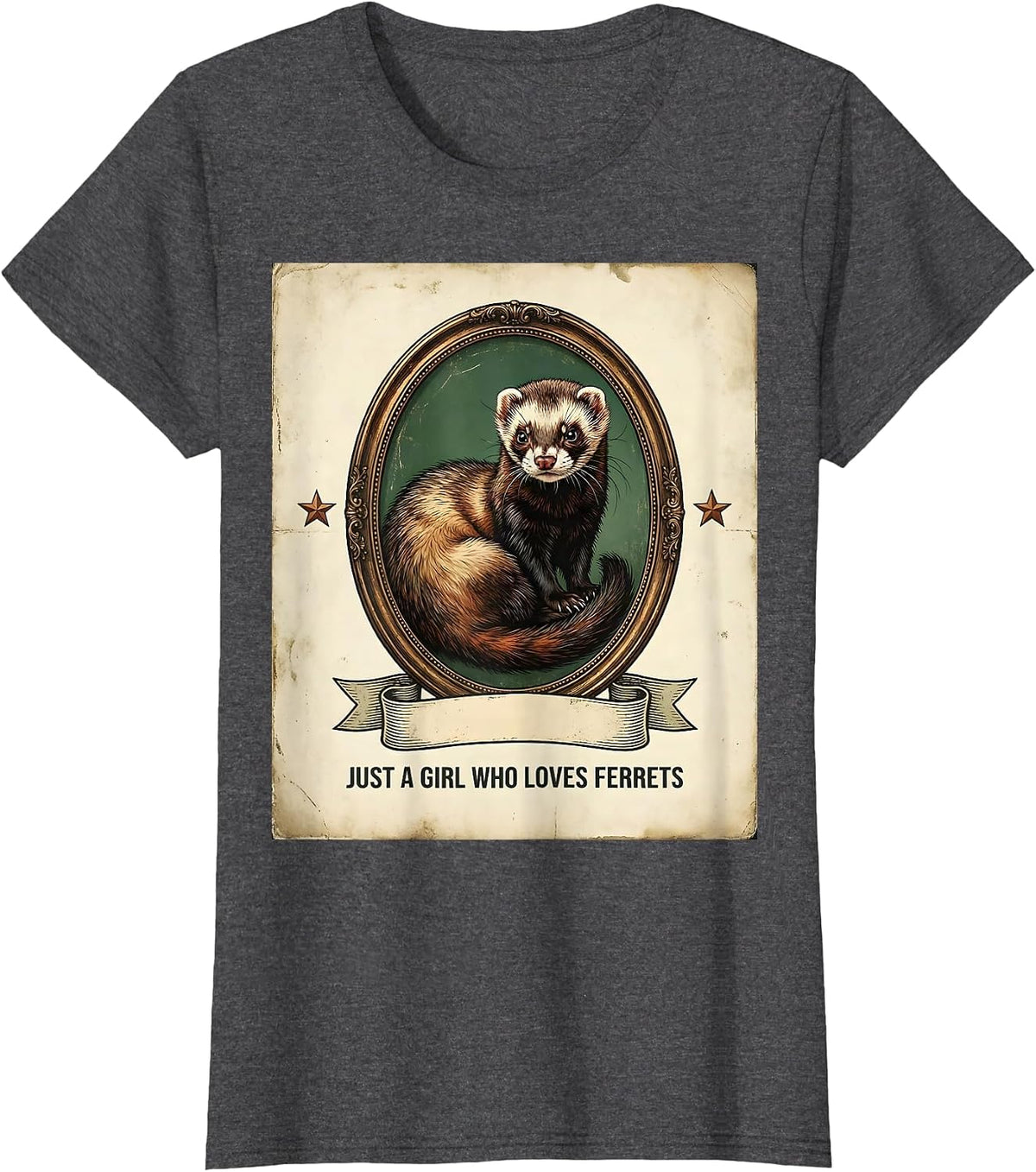 Women's Just A Girl Who Loves Ferrets Vintage Ferret Lover Gift T-Shirt - Dark Heather Grey