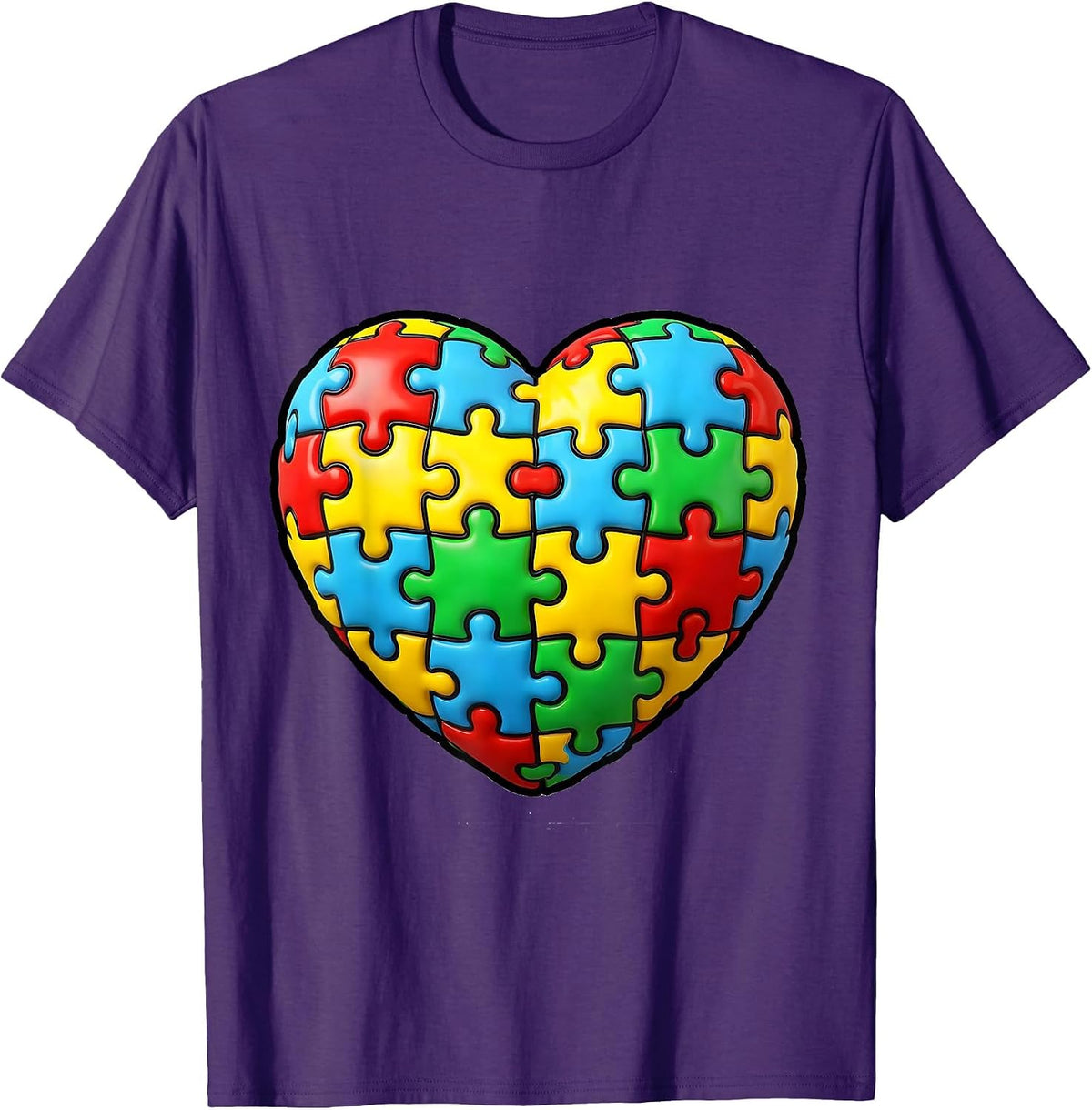 Men's Sped Teacher Puzzle Piece Heart Graphic T-Shirt - Purple