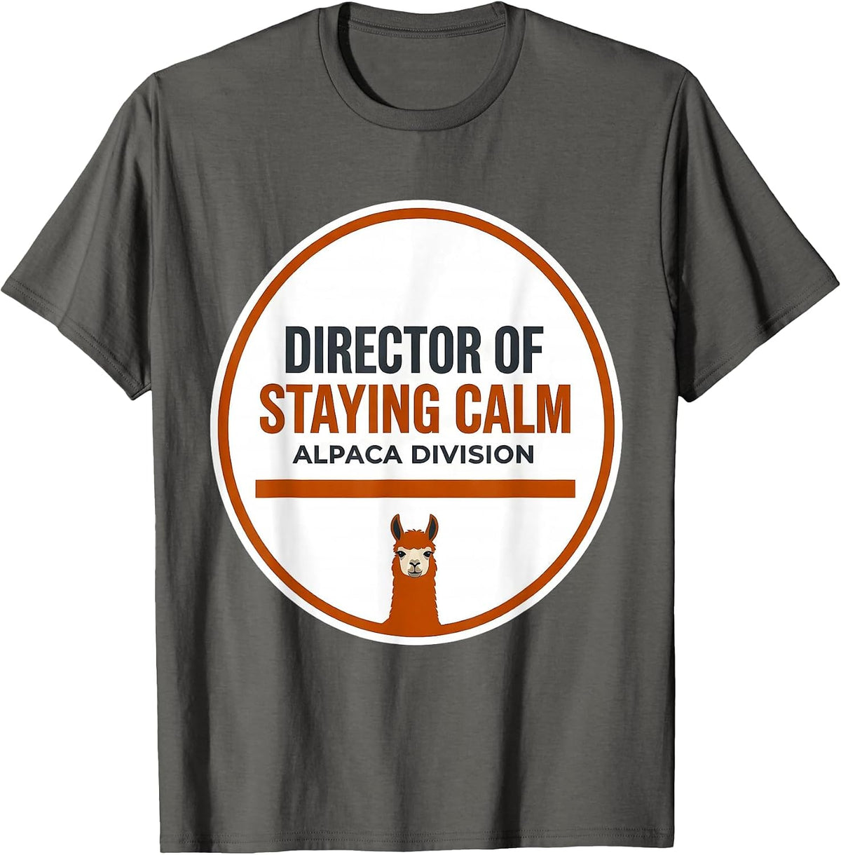 Men's Director Of Staying Calm, Alpaca Division Funny T-Shirt - Asphalt Grey