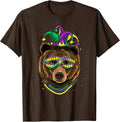 Bear Animal Lover Cute Mardi Gras Carnival Jester T-Shirt, Men, Brown, Medium - As Pictured