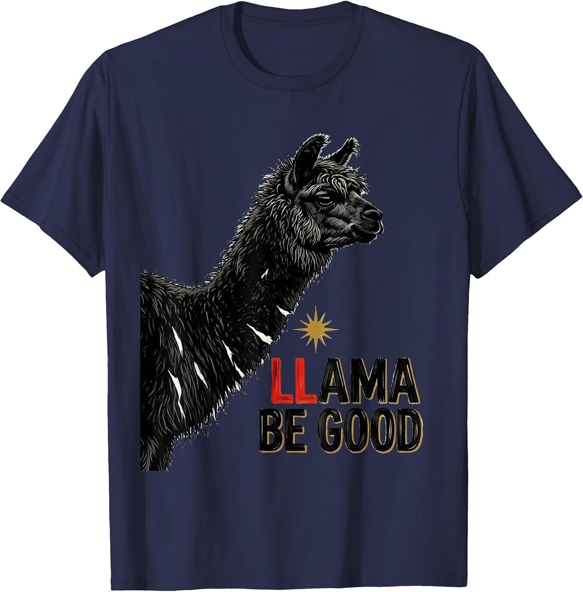 Llama Be Good Funny Alpaca Yoga Paramedic Gift T-Shirt - Navy Blue