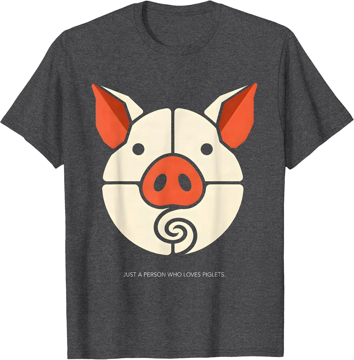 Just A Person Who Loves Piglets Geometric Farm Animal Lover T-Shirt - Dark Heather Grey