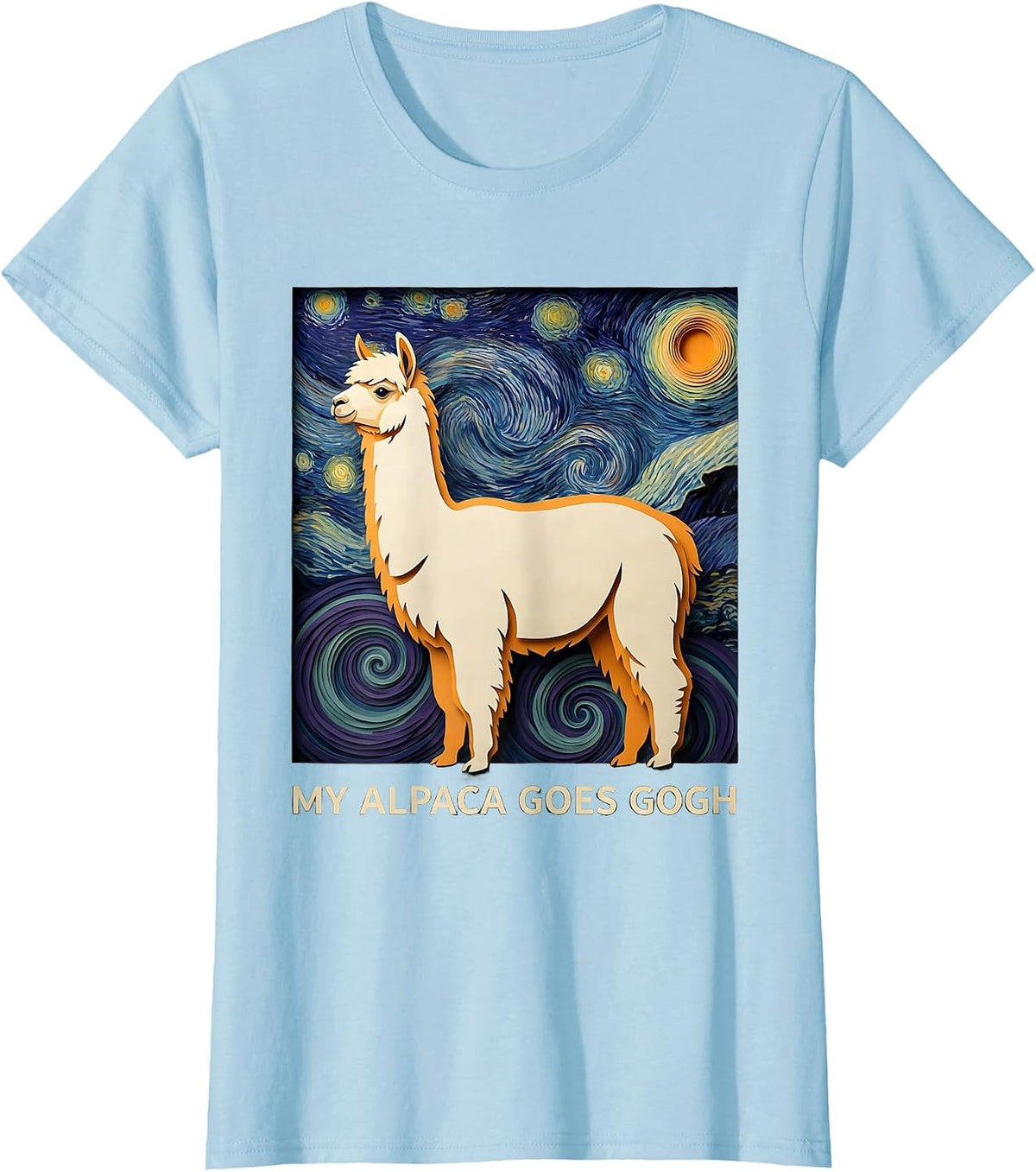My Alpaca Goes Gogh Whimsical Art Meme Animal Lover Gift T-Shirt - Baby Blue