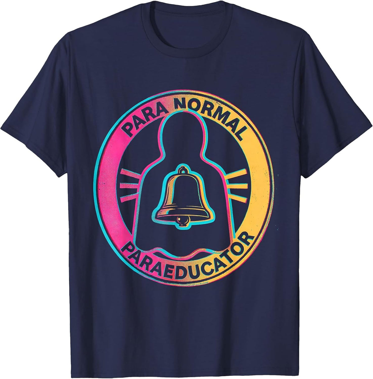 Men's Para Normal Paraeducator Risograph Ghost SPED Teacher T-Shirt - Navy Blue