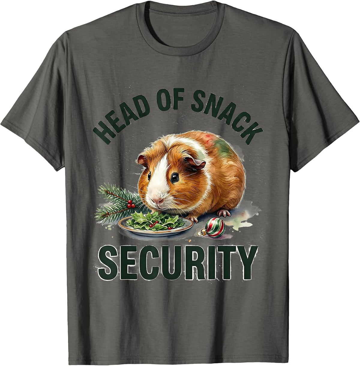 Head of Snack Security Funny Guinea Pig Christmas Pet Lover T-Shirt - Asphalt Grey
